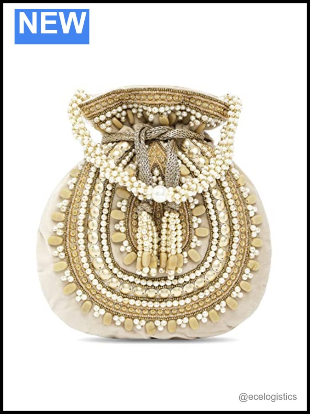 Ethnic Potli Drawstring Clutch Bridal Purse Fabric Evening Bag